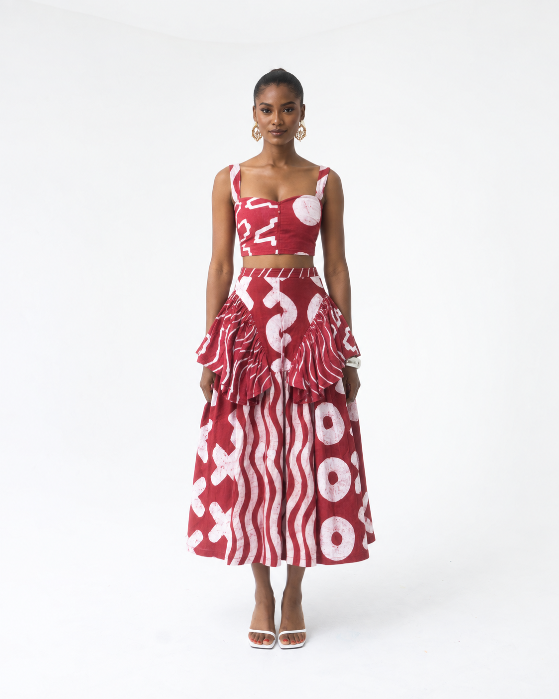 White and Red Multiprint Dye Lab x M.O.T Jodi Skirt (Preorder)