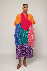 TRIBAL MULTICOLOUR MIDI AGBADA WITH ASO OKE NECK