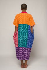 TRIBAL MULTICOLOUR MIDI AGBADA WITH ASO OKE NECK