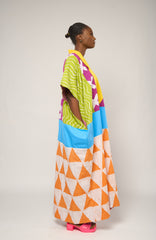 MULTICOLOUR AGBADA WITH PEACH AND WHITE  BOTTOM