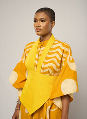 GOLDEN YELLOW SHIRT DRESS WITH MUSTARD BIB