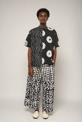 BLACK AND WHITE MULTI-PRINT CULOTTES