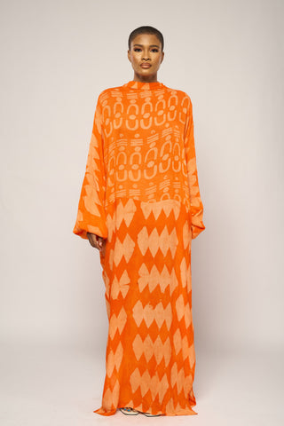 LEMON AND BLACK MULTIPRINT AGBADA WITH ASO OKE NECK