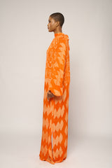 ORANGE MULTIPRINT SLIP DRESS