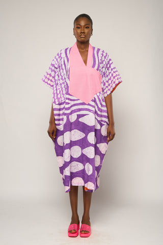 LILAC MULTIPRINT MIDI AGBADA WITH ASO OKE