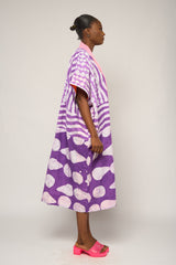 LILAC MULTIPRINT MIDI AGBADA WITH ASO OKE