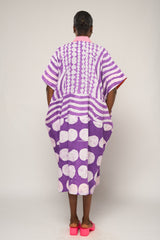 LILAC MULTIPRINT MIDI AGBADA WITH ASO OKE