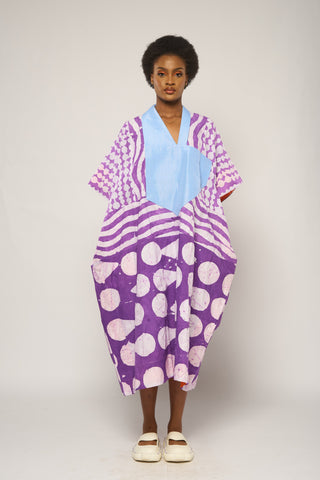 LILAC MULTIPRINT MIDI AGBADA WITH ASO OKE