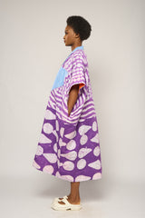 LILAC MULTIPRINT MIDI AGBADA WITH ASO OKE