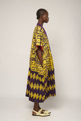 YELLOW AND PURPLE AGBADA WITH PURPLE ASO OKE