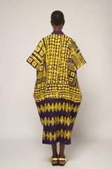 YELLOW AND PURPLE AGBADA WITH PURPLE ASO OKE