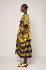 YELLOW AND PURPLE AGBADA WITH PURPLE ASO OKE