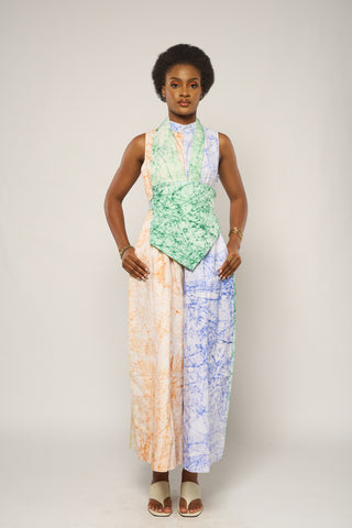 CRACKLE MULTICOLOR JUMPSUIT WITH BIB