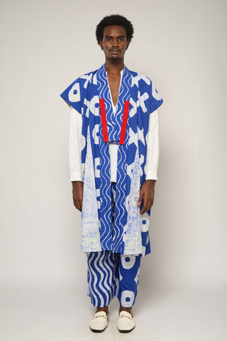 DARK MULTICOLOURED MIDI AGBADA WITH MUSTARD ASOOKE