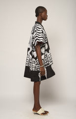 BLACK MULTIPRINT MINI AGBADA WITH BLACK ASO OKE