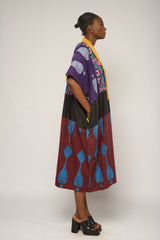 DARK MULTICOLOURED MIDI AGBADA WITH MUSTARD ASOOKE