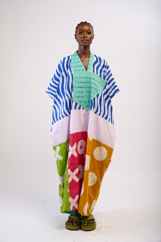 BRIGHT MULTICOLOURED AGBADA SEAGREEN ASO OKE
