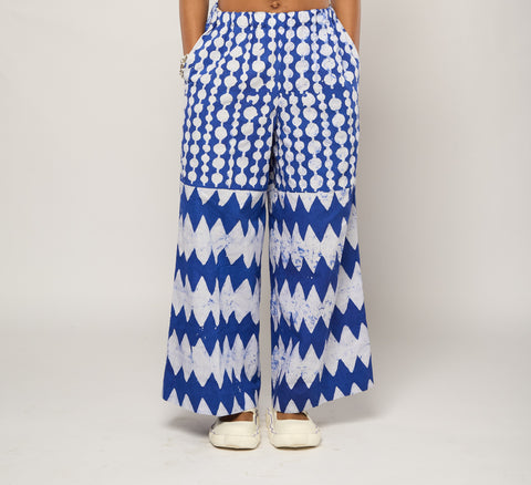 BLUE AND WHITE MULTI-PRINT CULOTTES