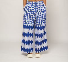 BLUE AND WHITE MULTI-PRINT CULOTTES