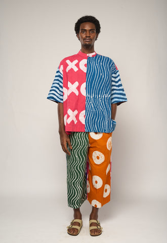 BLACK MULTIPRINT MINI AGBADA WITH BLACK ASO OKE