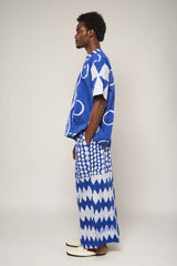 BLUE AND WHITE MULTI-PRINT CULOTTES