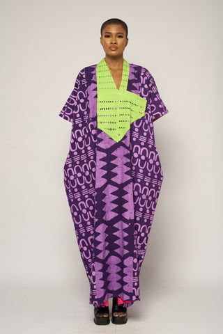 PURPLE AGBADA WITH  ASO OKE NECK