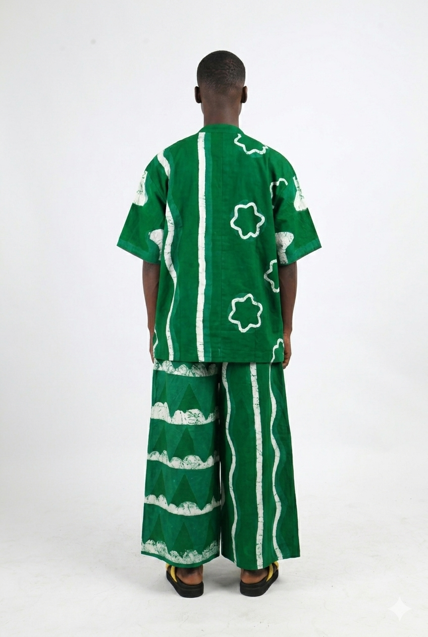 WHITE AND GREEN MULTIPRINT BUBA CULOTTES