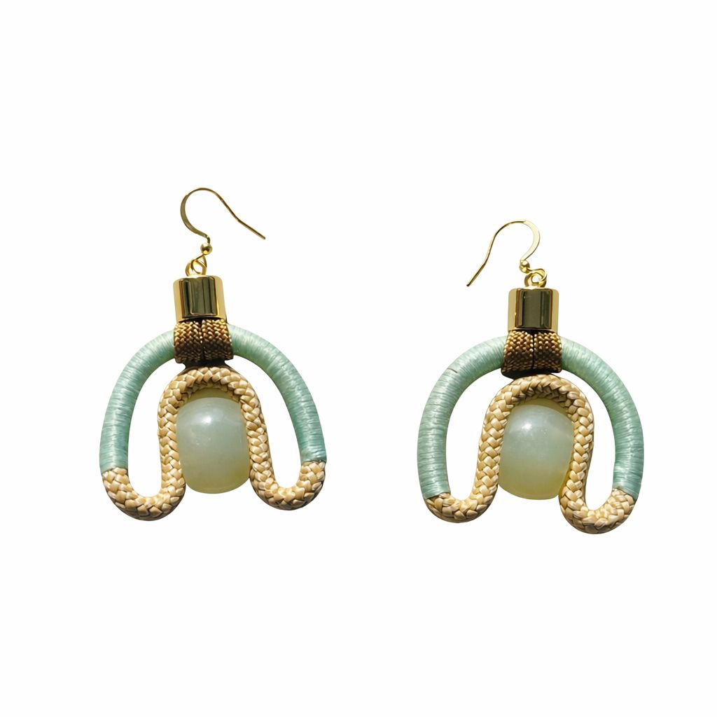 CALABASH EARRINGS BEIGE MINT KHAKI JADE