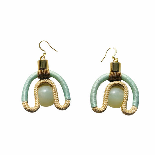 CALABASH EARRINGS BEIGE MINT KHAKI JADE