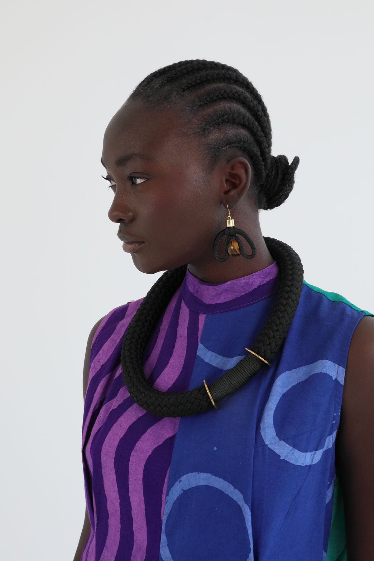 CALABASH EARRINGS BLACK TIGERS EYE