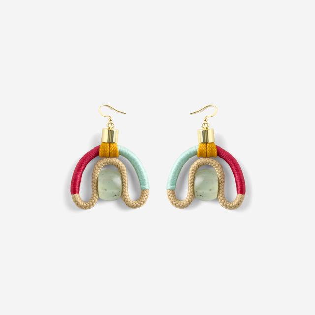 CALABASH EARRINGS BEIGE MAGENTA MINT MUSTARD JADE