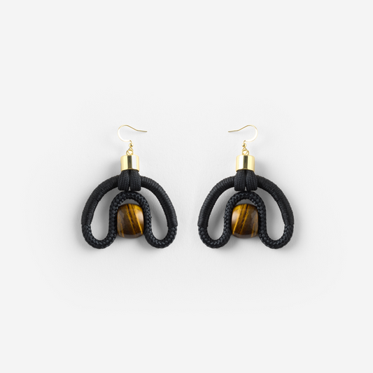 CALABASH EARRINGS BLACK TIGERS EYE