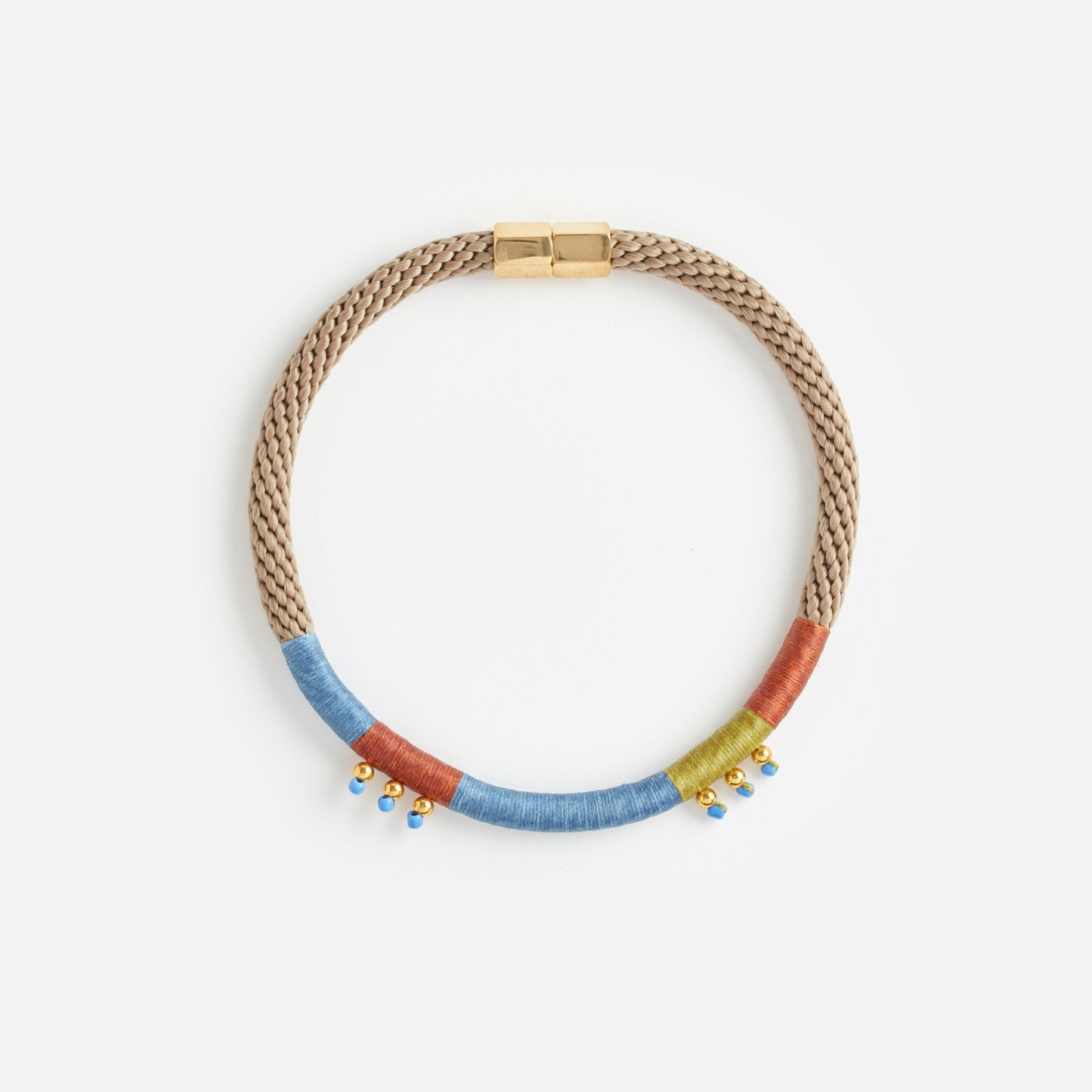 HIBISCUS NECKLACE BEIGE AIRFORCE BLUE RUST