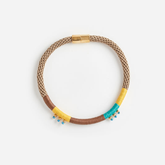 HIBISCUS NECKLACE BEIGE BROWN YELLOW