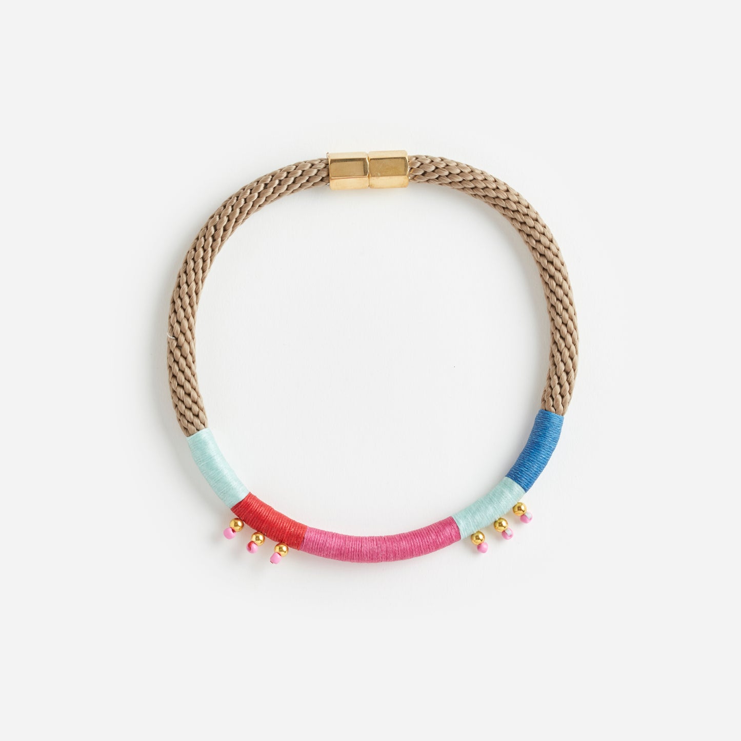 HIBISCUS NECKLACE BEIGE PINK MINT