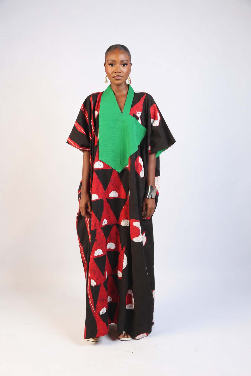 WHITE, RED AND BLACK AGBADA WITH ASOOKE