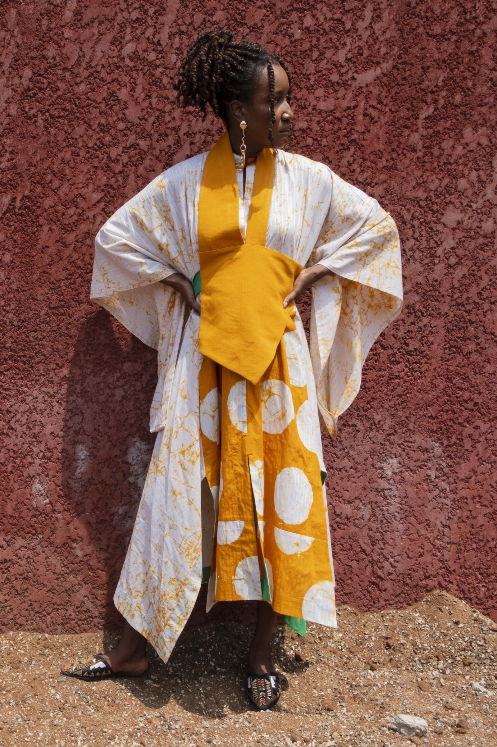 OSAKA- kimono sleeved shirt dress with detatchable collar